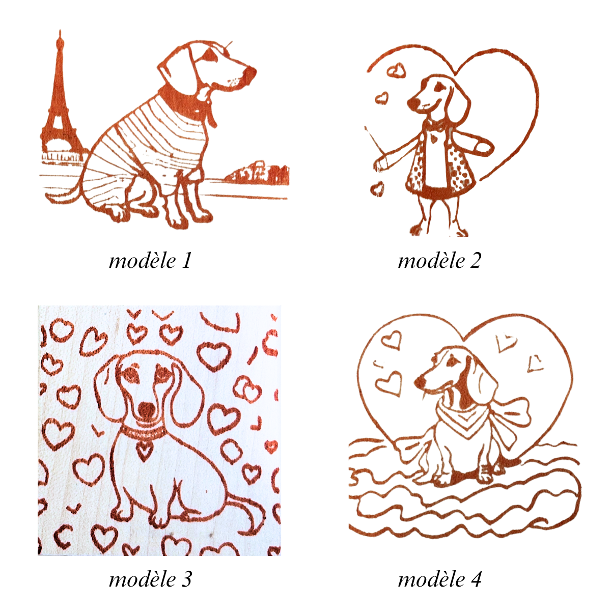 Tampon illustré Soquette le teckel amoureux