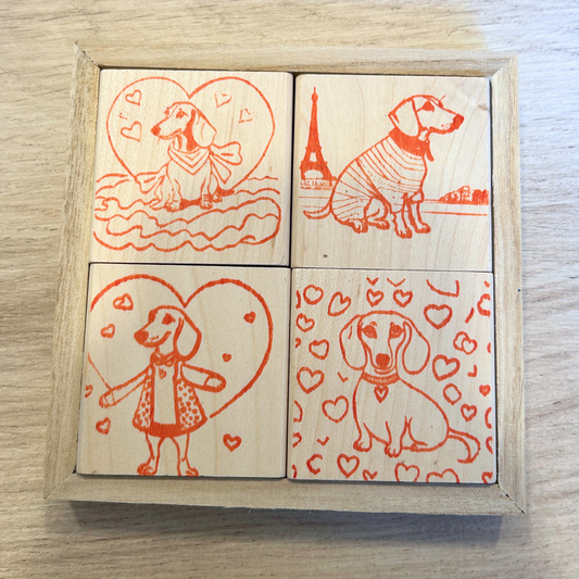 Tampon illustré Soquette le teckel amoureux