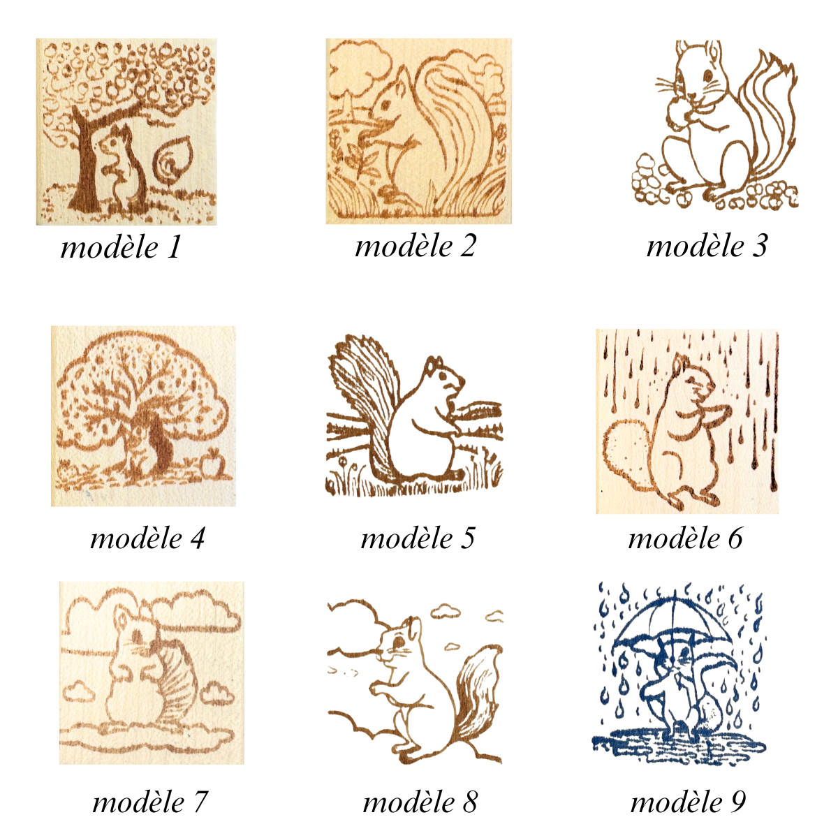 Tampon illustré Mireille un écureuil curieux