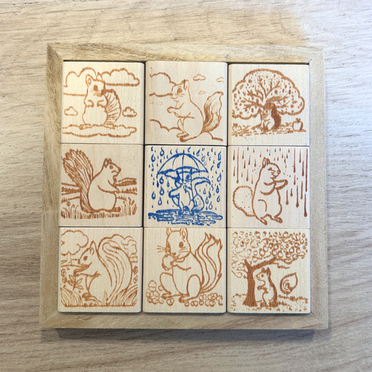 Tampon illustré Mireille un écureuil curieux