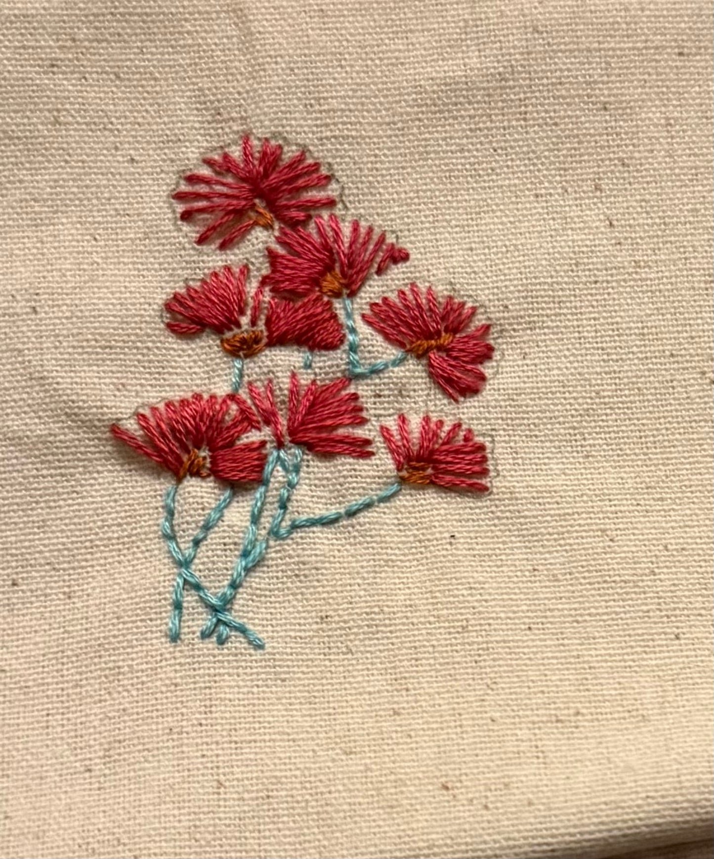 Tamponne et brode : kit tampon à broder motif floral Modèle 1