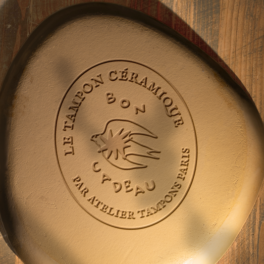 Bon cadeau tampon spécial pour tampon argile, terre, céramique et savon