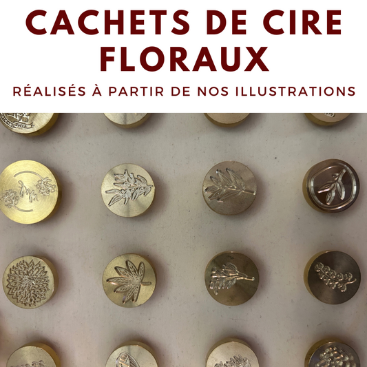 Cachet de cire motif floral 25 mm fabriqué en France