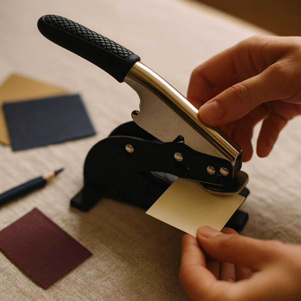 Atelier timbre à sec : dessine ta pince à gaufrer le papier