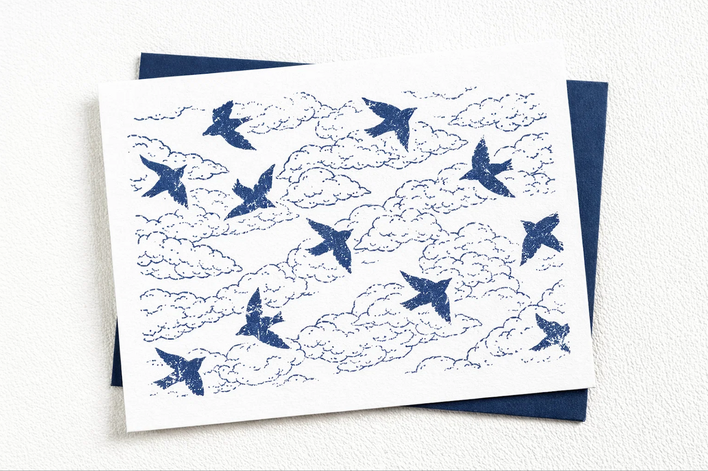 Tampon carte postale Nuage et oiseaux