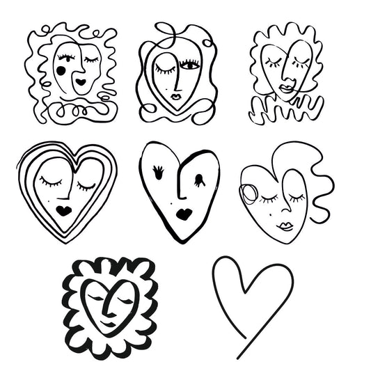 Tampon collection Danse des cœurs pour argile, céramique et savon