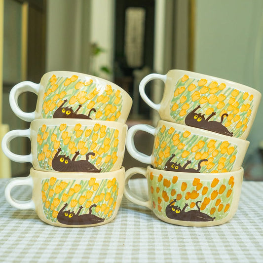 Tasse céramique modelée et peinte à la main – Flower