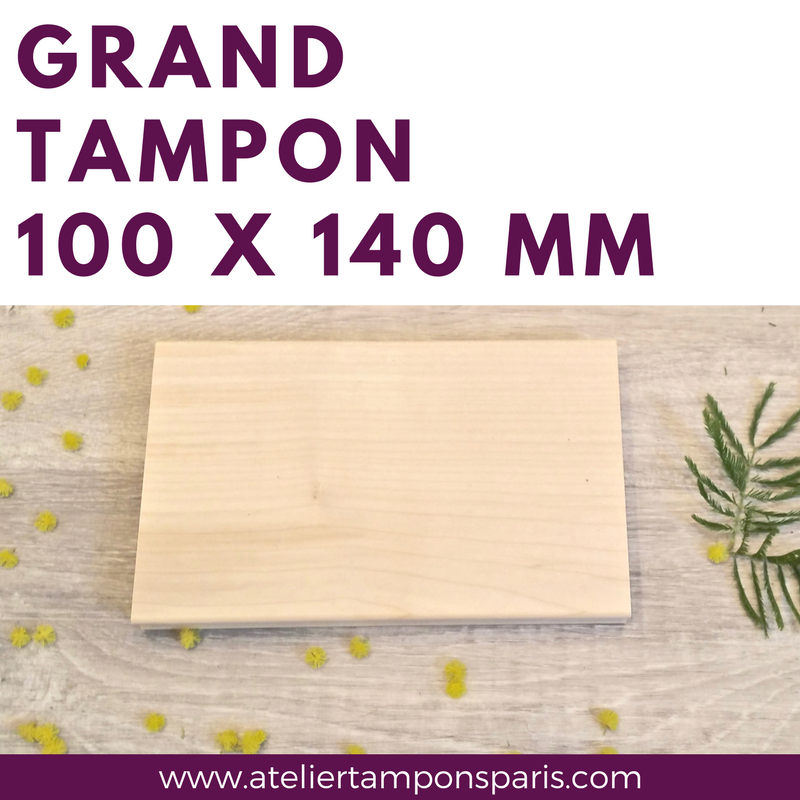 Grand tampon en bois 100 x 140 mm A6 personnalisé