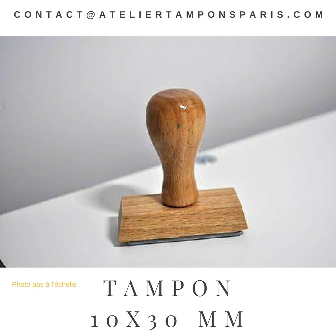 Tampon bois vintage 10 x 30 mm personnalisé