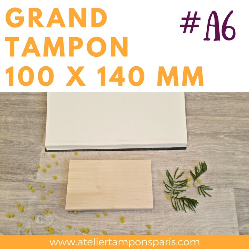 Grand tampon en bois 100 x 140 mm A6 personnalisé