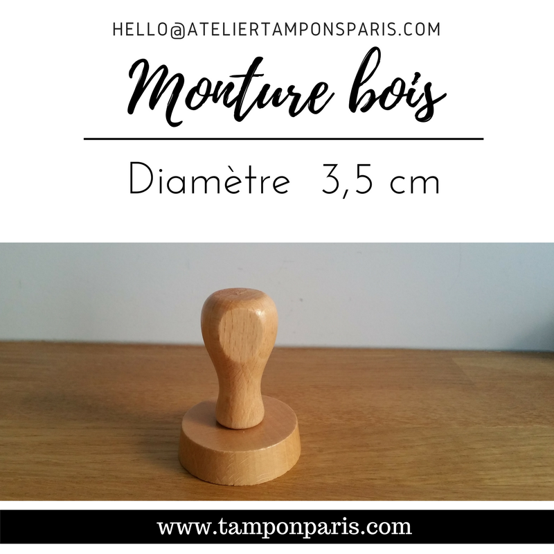 MONTURE BOIS POUR TAMPONS ENCREURS RONDE DIAMETRE 3,5 CM OU 35 MM