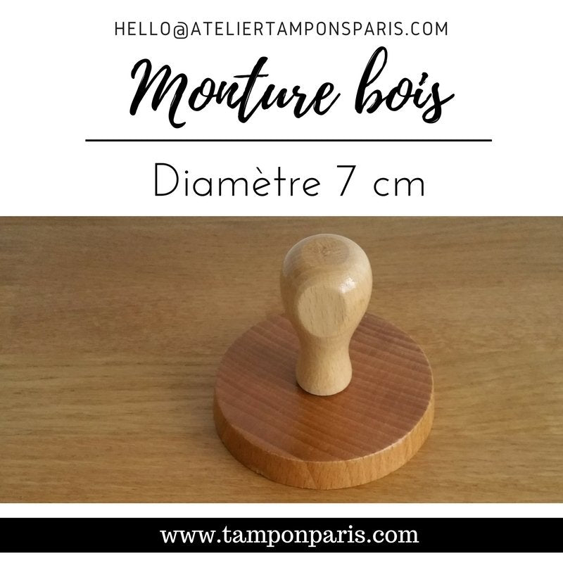 MONTURE BOIS POUR TAMPONS ENCREURS RONDE DIAMETRE 7 CM OU 70 MM