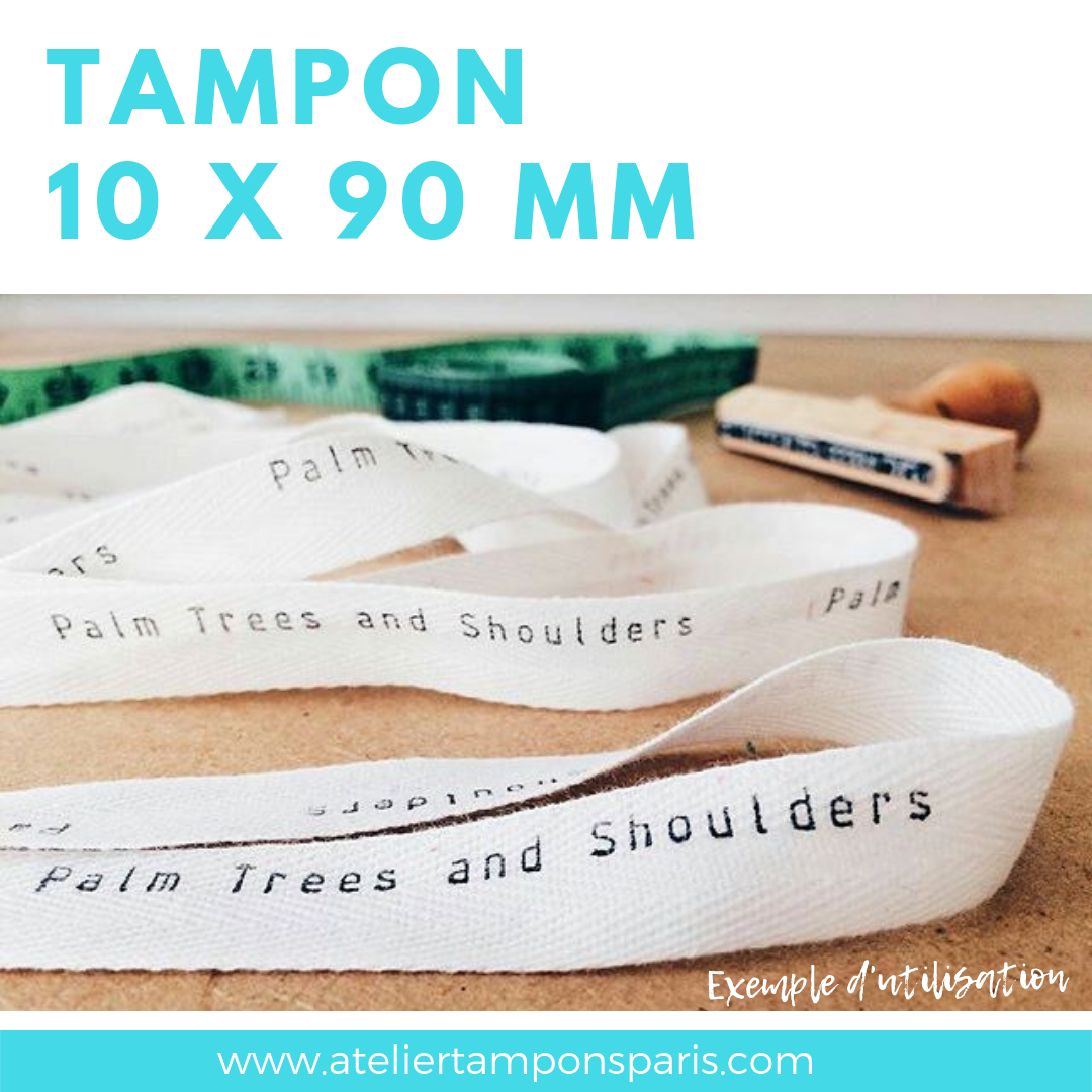 Tampon vintage bois 10 x 90 mm personnalisé,