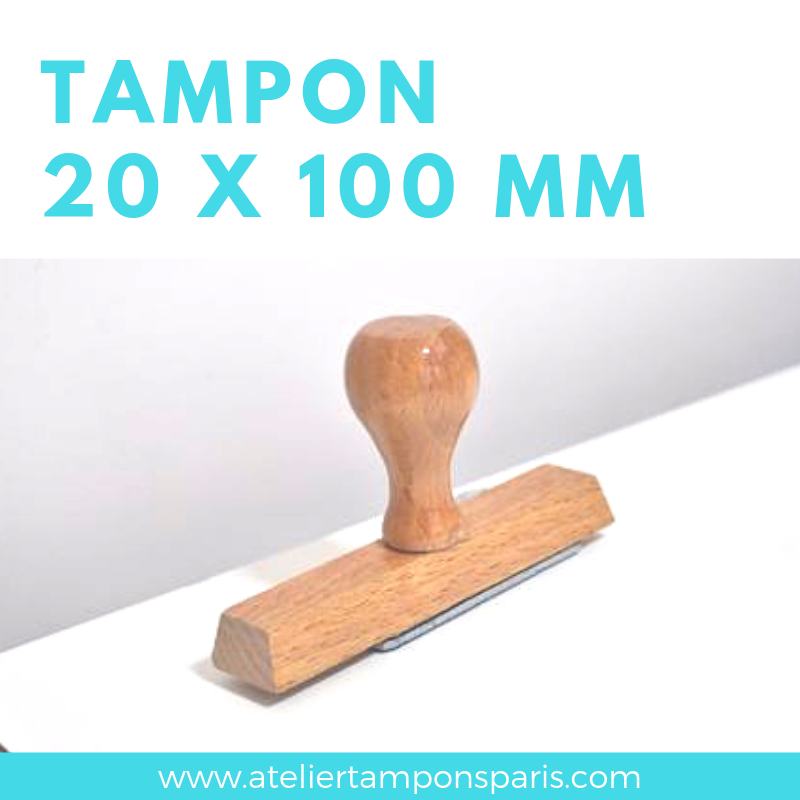 Tampon vintage bois 20 x 100 mm personnalisé,