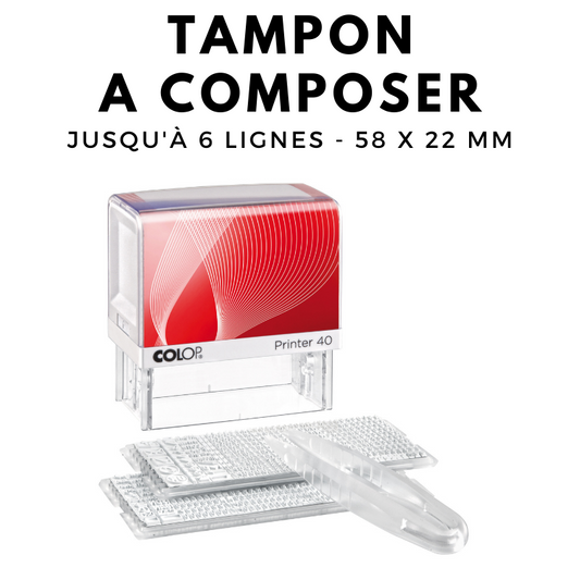 Tampon à composer soi-même COLOP 6 lignes personnalisable avec kit de lettres et symboles