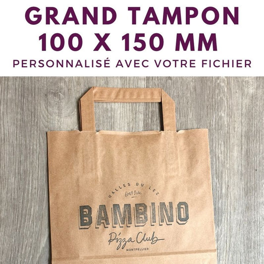 Grand tampon bois 100 x 150 mm tampon logo personnalisé