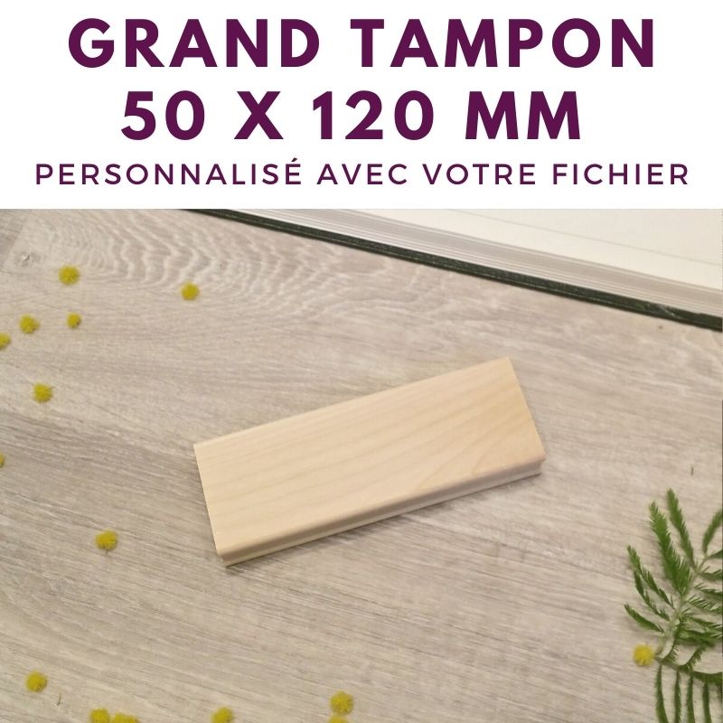 Tampon encreur personnalisé logo rectangulaire en bois : 100 x 50 mm