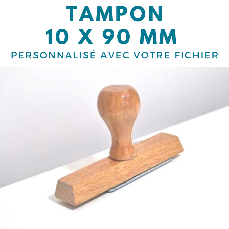 Tampon vintage bois 10 x 90 mm personnalisé,