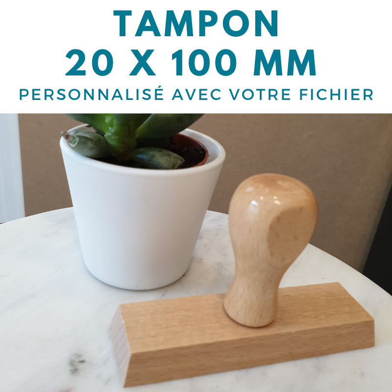 Tampon vintage bois 20 x 100 mm personnalisé,