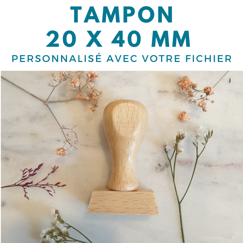 tampon vintage bois 20 x 40 mm