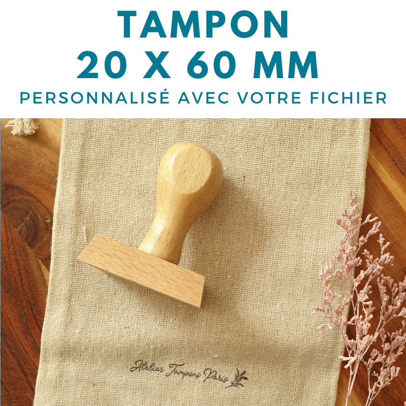 tampon vintage bois 20 x 60 mm