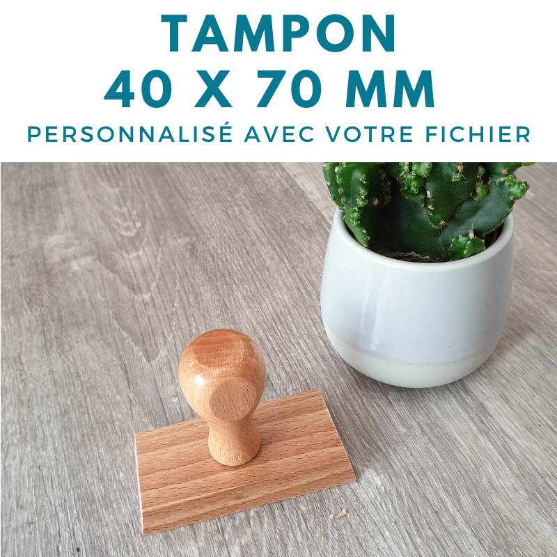 tampon vintage bois 70 x 40 mm