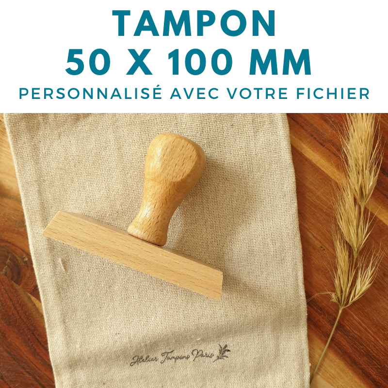 Tampon vintage 50 x 100 mm personnalisé