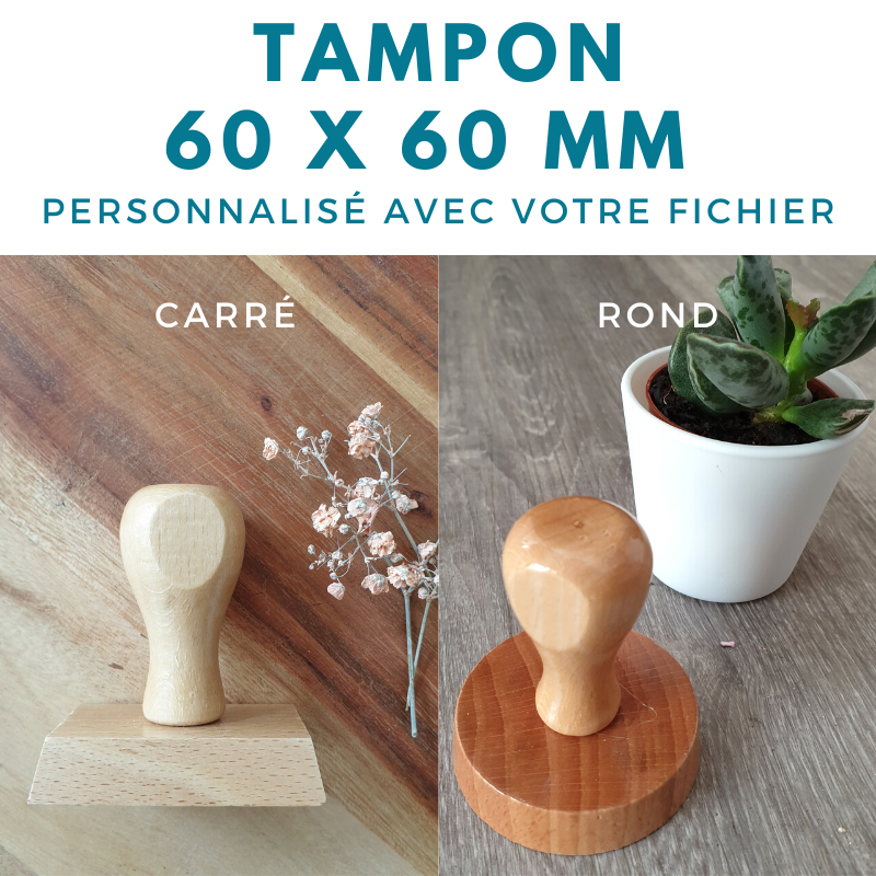 Tampon vintage 60 x 60 mm personnalisé