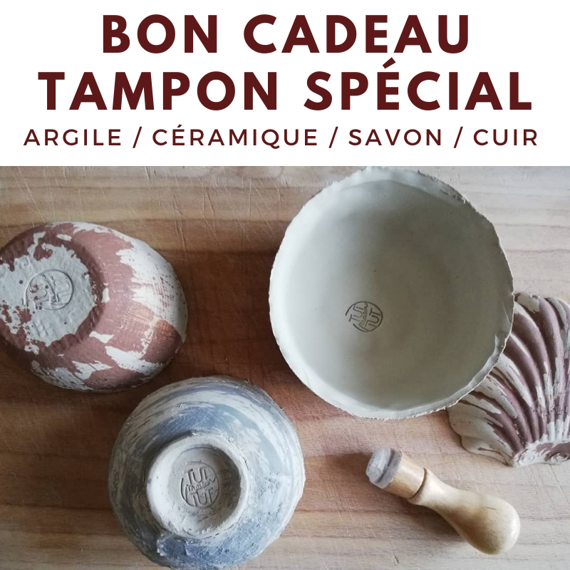 Bon cadeau tampon spécial pour savon, argile, terre, sable et céramique