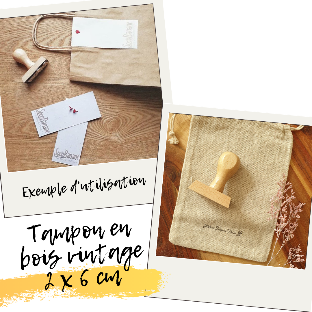 tampon vintage bois 20 x 60 mm