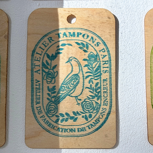 Encreur pré-encré pour utilisation sur du bois couleur bleu sarcelle