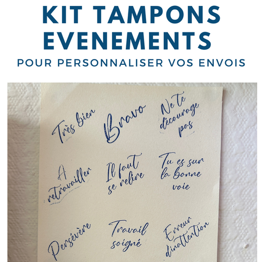 Kit de tampons encreurs pour maître et maîtresse, instituteurs avec des petits mots d'encouragements pour les élèves