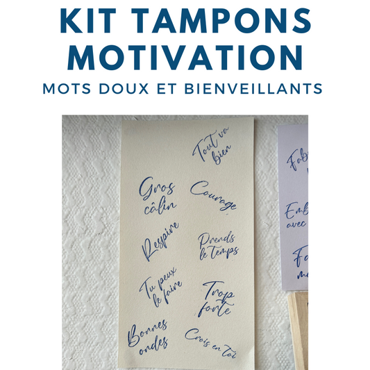 Kit de tampons encreurs motivation avec des petits mots bienveillants et des mots d'encouragements