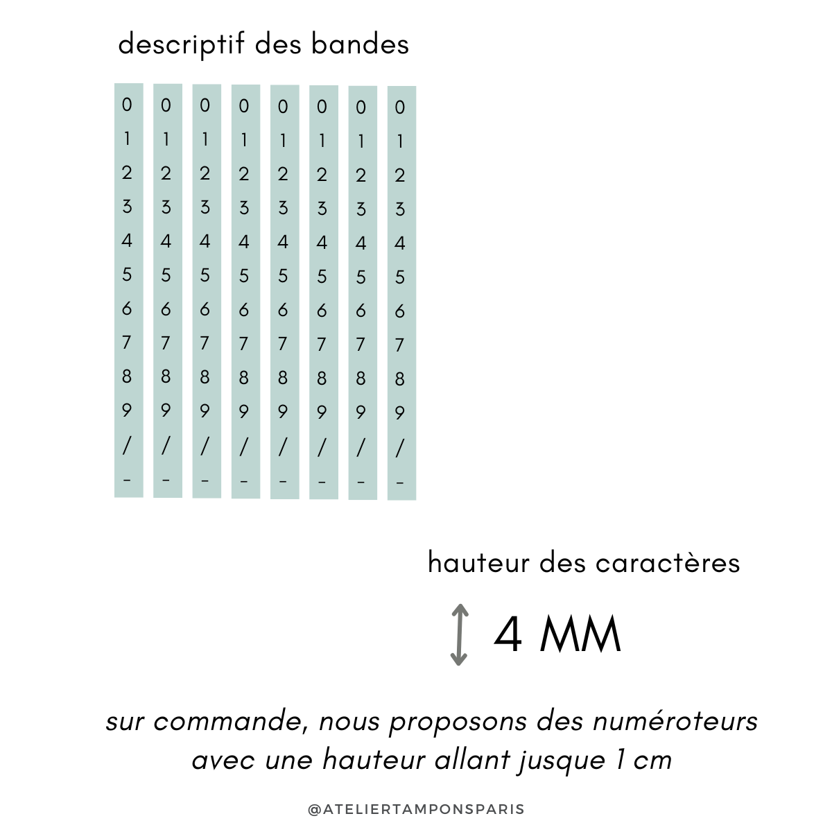 Tampon numéroteur à encrage séparé 8 bandes
