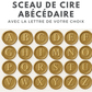 Cachet de cire abécédaire 25 mm fabriqué en France
