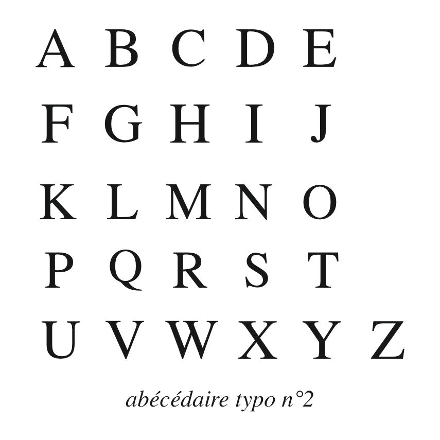Tampon encreur abécédaire pour papier typographie classique, alphabet complet