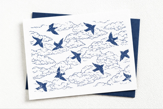 Tampon carte postale Nuage et oiseaux