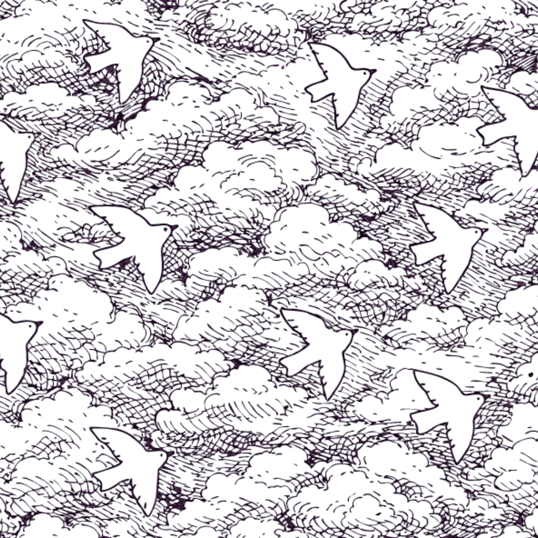 Tampon carte postale Nuage d'oiseaux