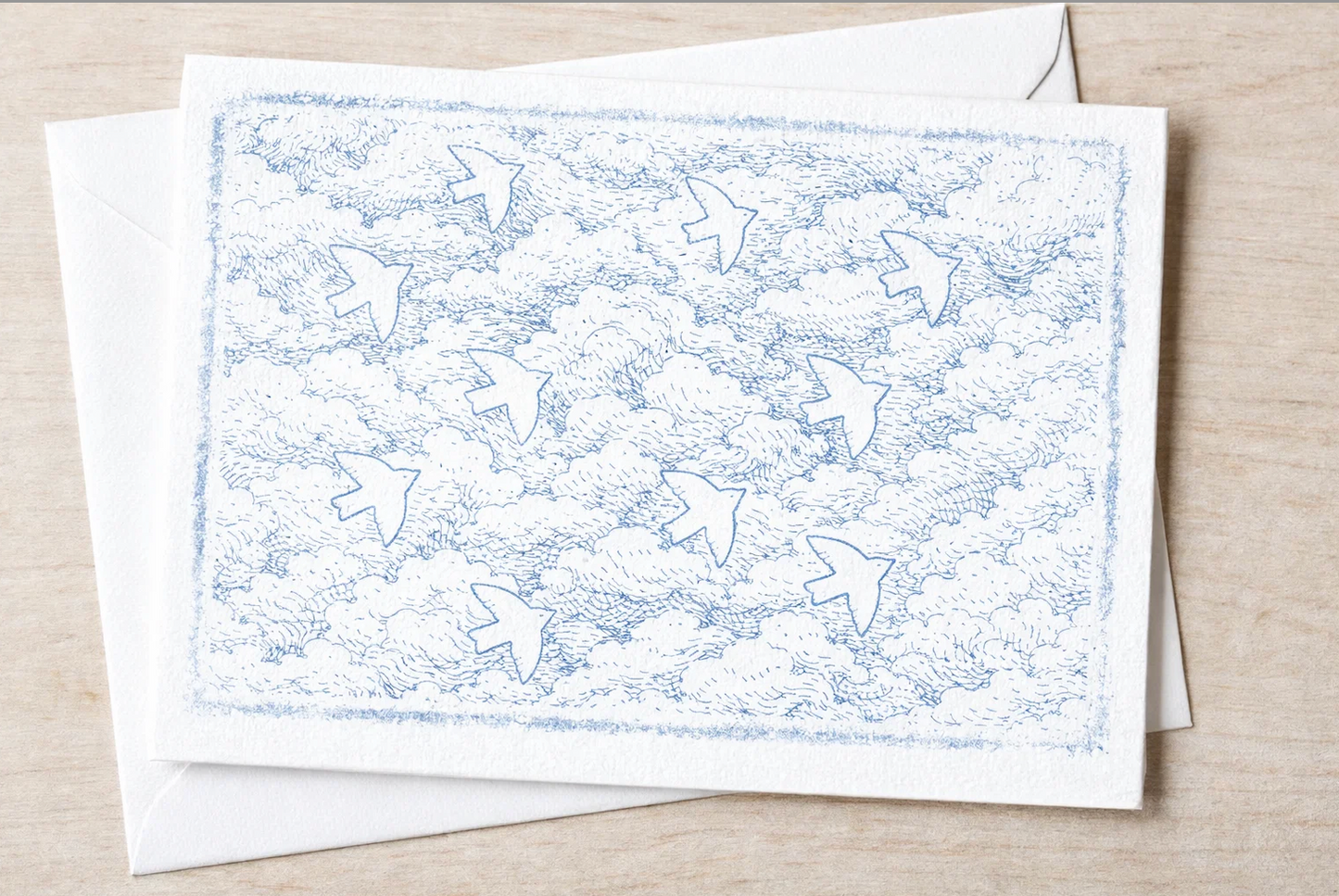 Tampon carte postale Nuage d'oiseaux