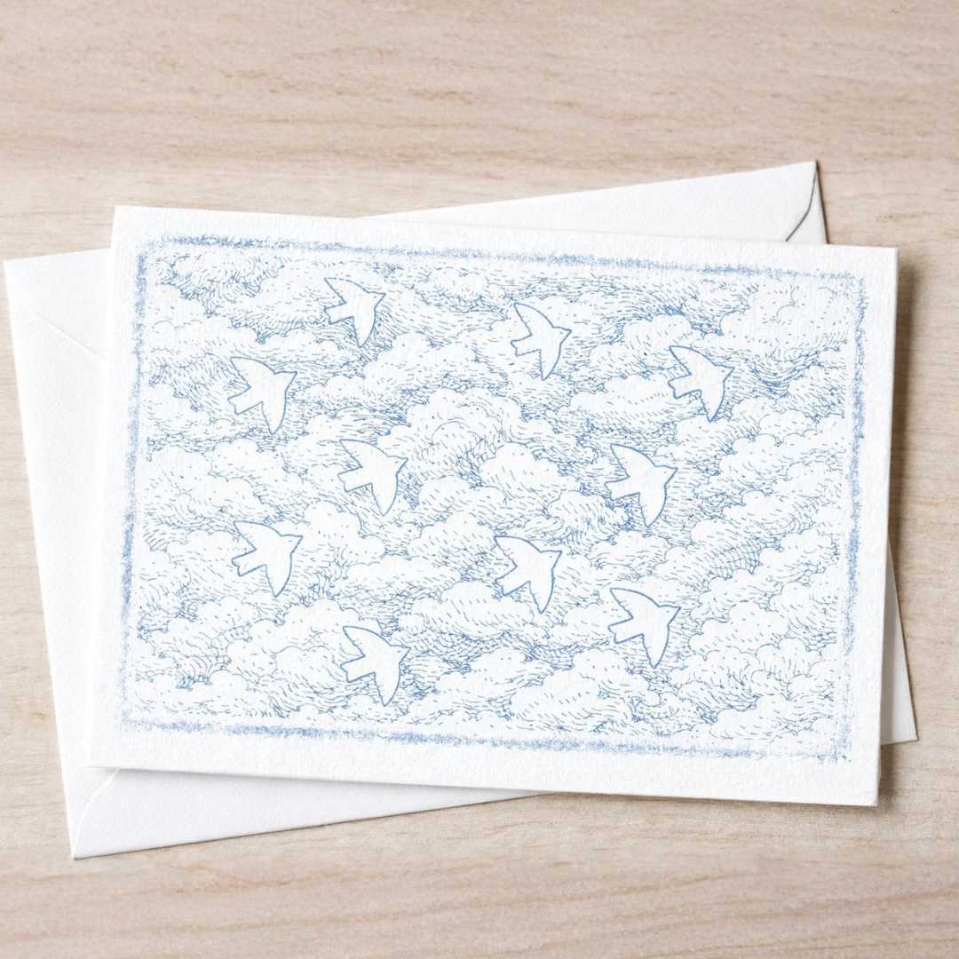 Tampon carte postale Nuage d'oiseaux