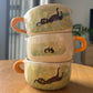 Tasse céramique modelée et peinte à la main – Champ fleuri