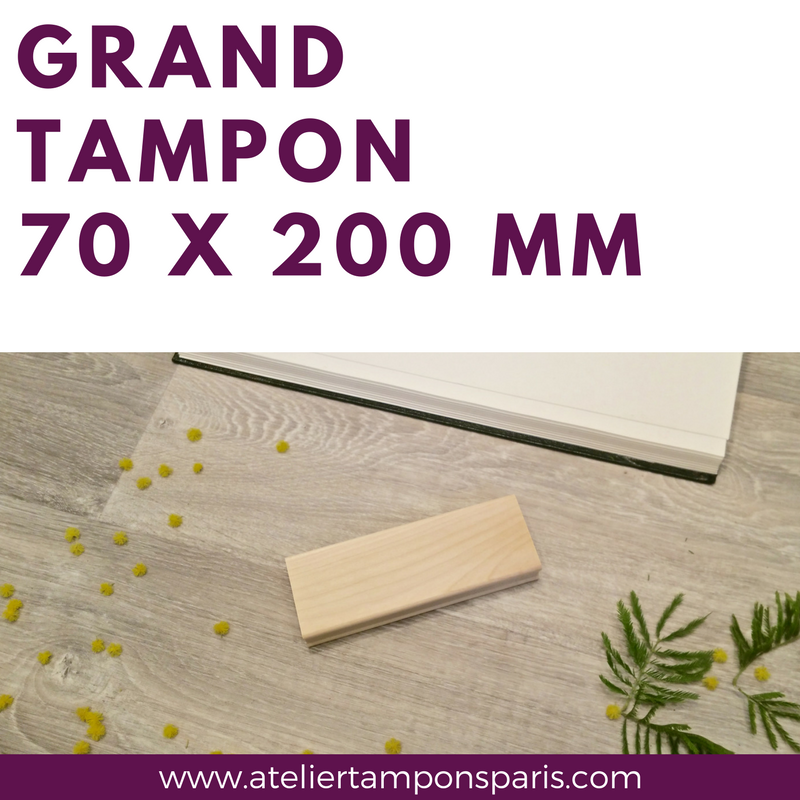 Grand tampon en bois 70 x 200 mm personnalisé,