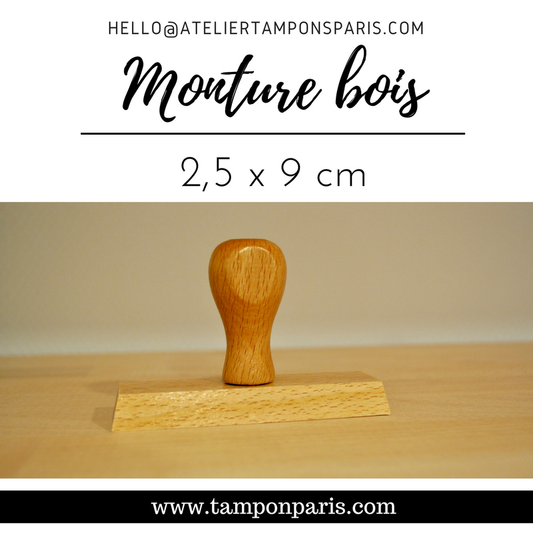 MONTURE BOIS POUR TAMPONS ENCREURS 2,5 X 9 CM OU 25 X 90 MM