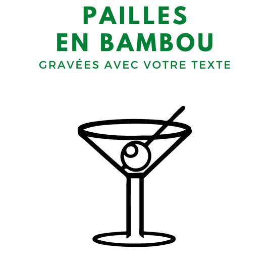 Pailles en bambou réutilisables personnalisées et gravées avec votre texte