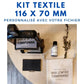 Kit textile grand format : tampon à encrage automatique grand format, cassette vierge et encre textile