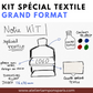 Kit textile grand format : tampon à encrage automatique grand format, cassette vierge et encre textile