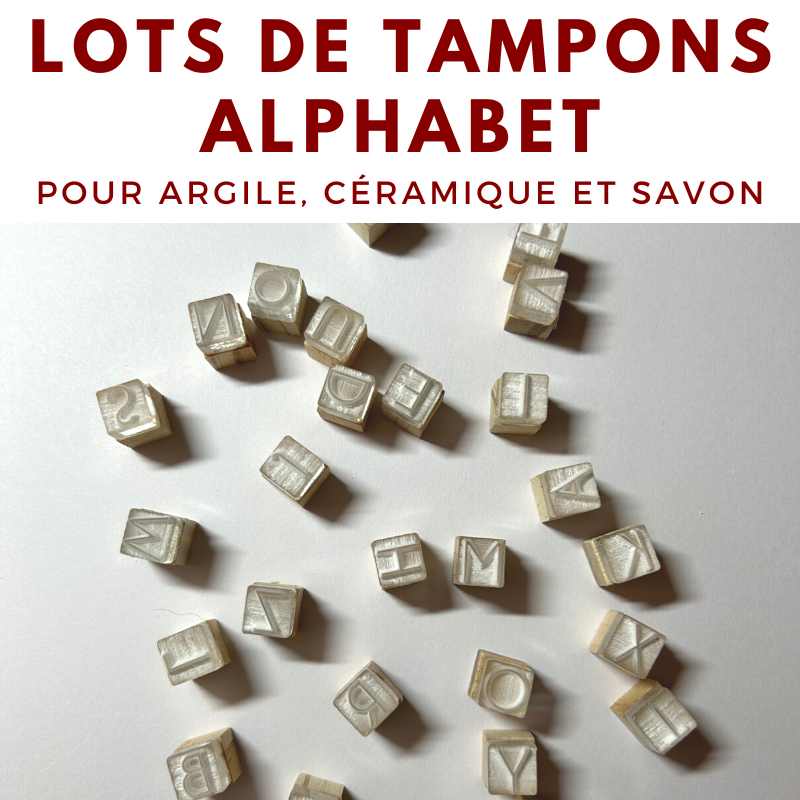 Lots de tampons alphabet pour argile et savon