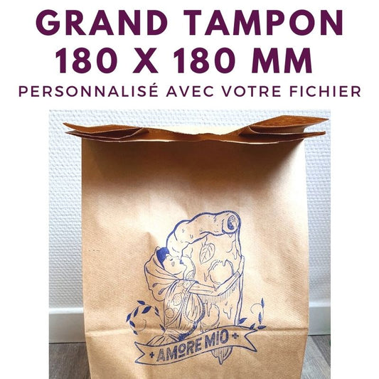 GRAND TAMPON BOIS 180 X 180 MM TAMPON LOGO PERSONNALISÉ