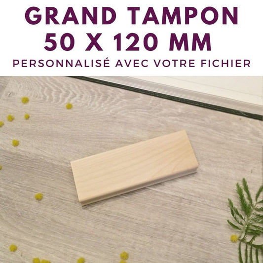 Tampon encreur personnalisé logo en bois carré : 50 x 50 mm
