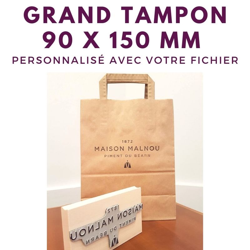 Grand tampon bois 90 x 150 mm  tampon logo personnalisé